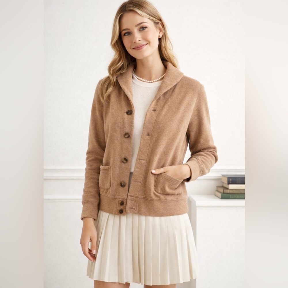 Lauren Ralph Lauren womens shawl collar cardigan Camel Preppy Academy size M